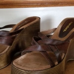 Candies platform leather sandal